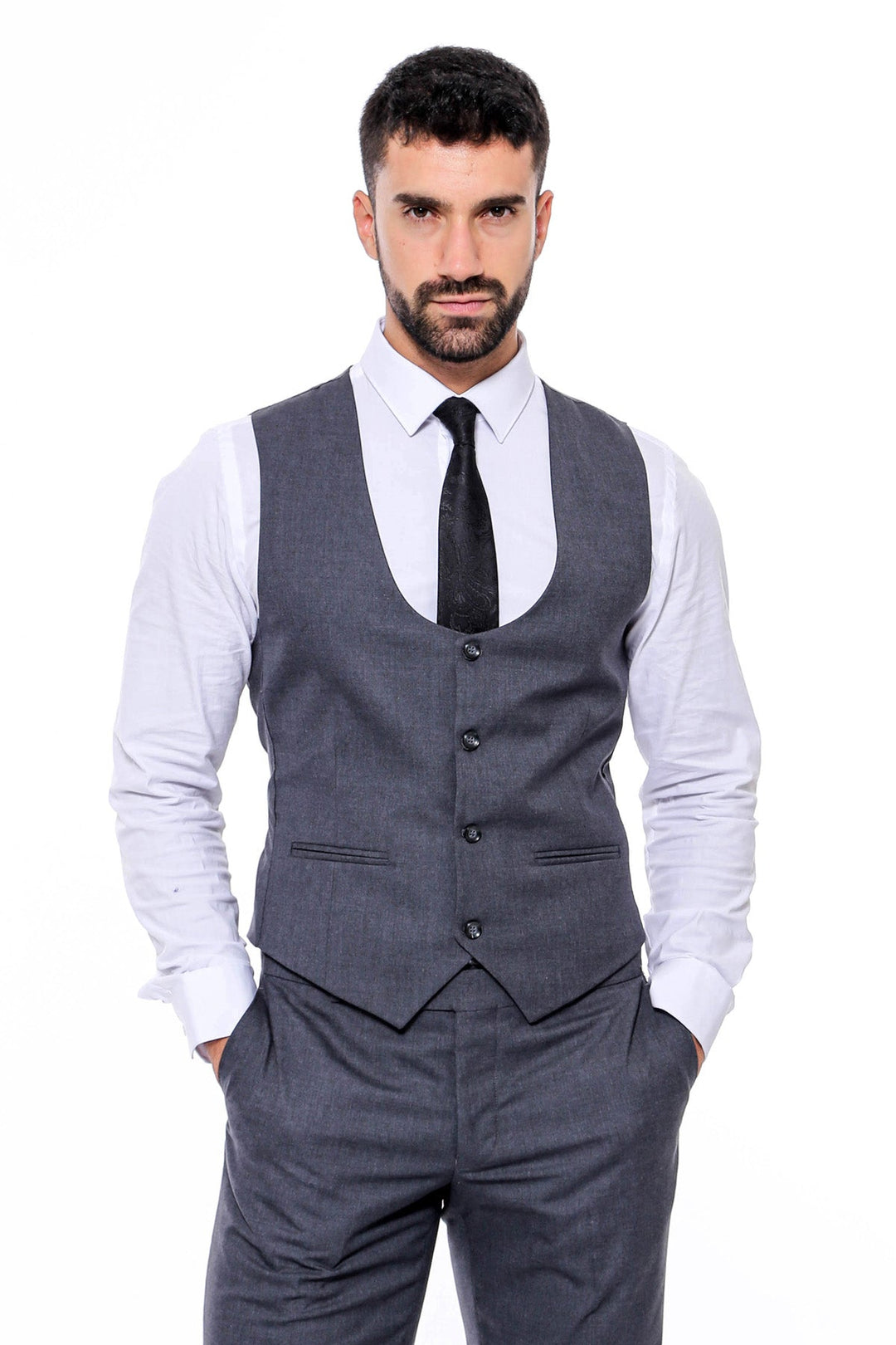 WSS Plain Slim Fit Anthracite Men Suit  - Jocotepec