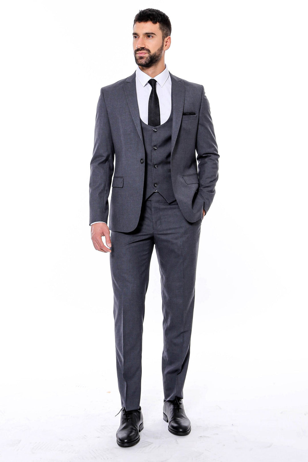 WSS Plain Slim Fit Anthracite Men Suit  - Jocotepec