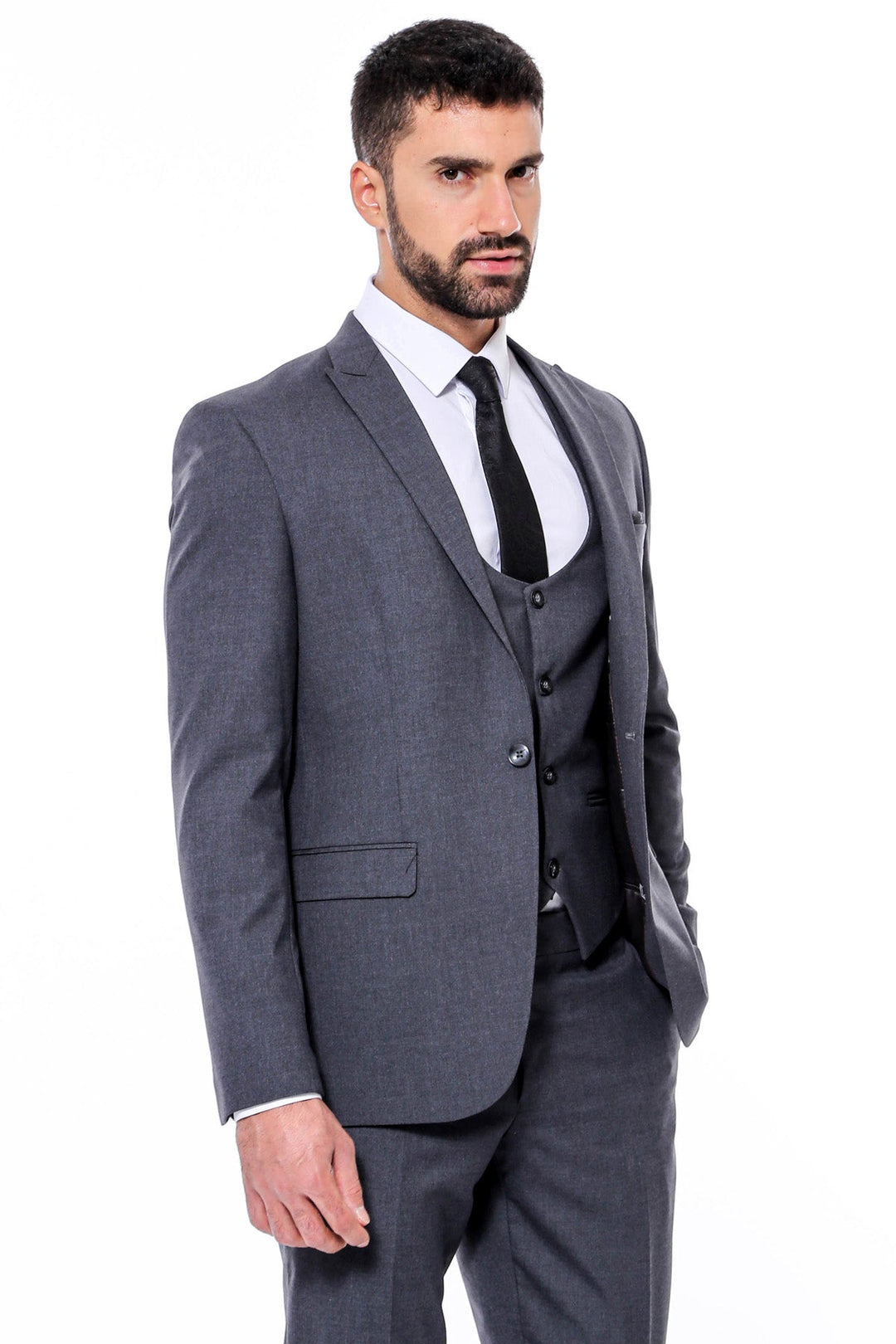 WSS Plain Slim Fit Anthracite Men Suit  - Jocotepec