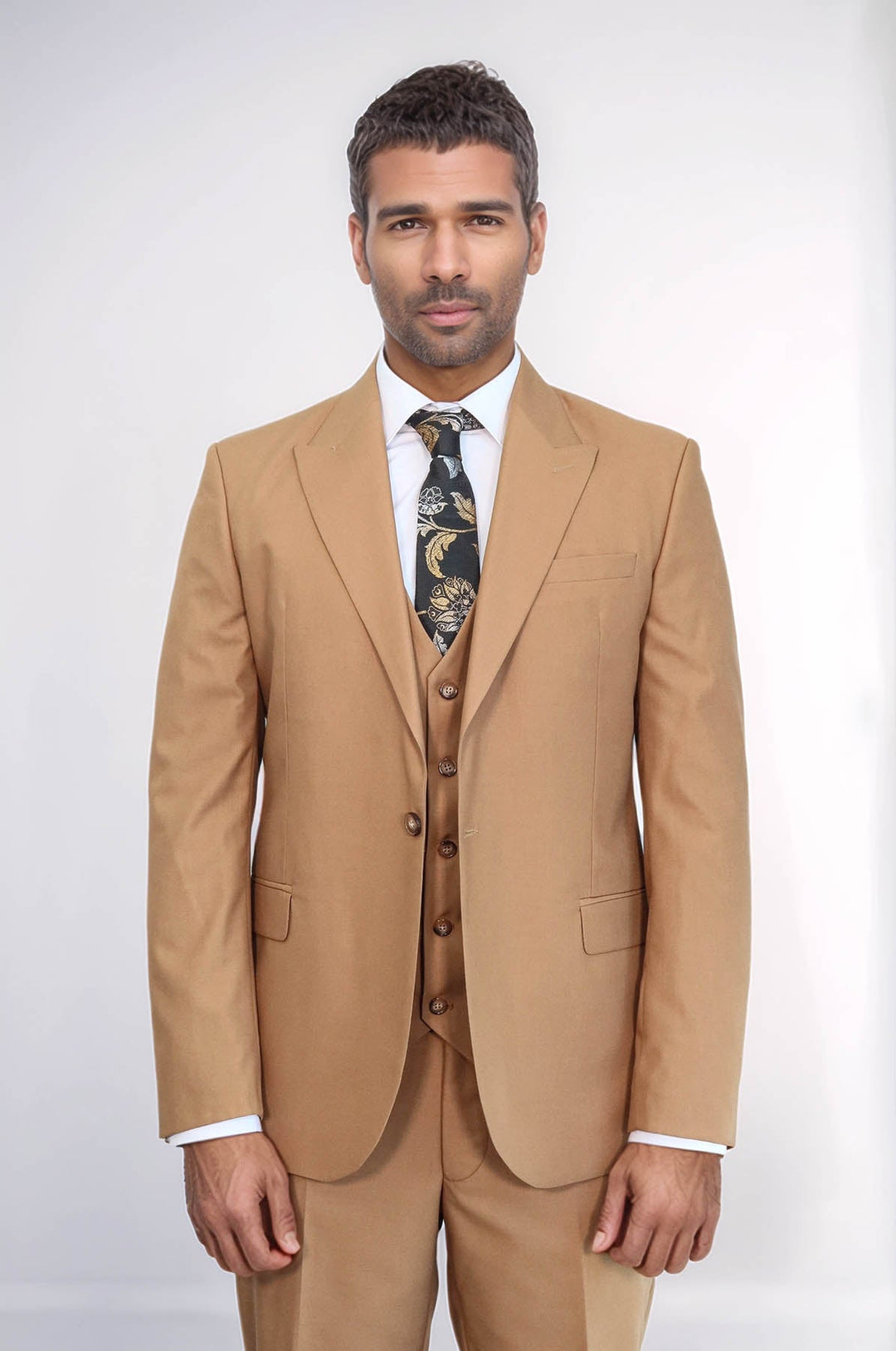 WSS Plain Slim Fit Tan Men Suit  - Ahrensburg