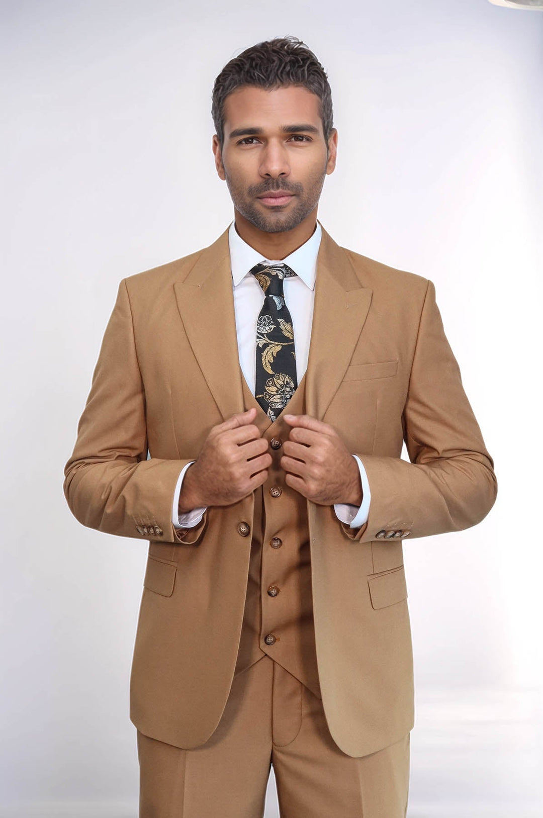 WSS Plain Slim Fit Tan Men Suit  - Ahrensburg