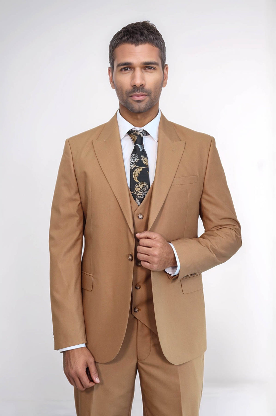 WSS Plain Slim Fit Tan Men Suit  - Ahrensburg