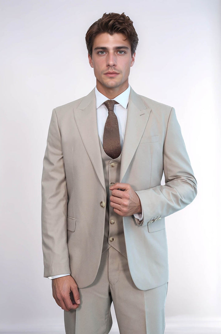 WSS Plain Slim Fit Light Brown Men Suit  - Sint-Truiden