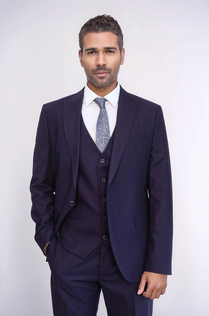 WSS Plain Wide Lapel Burgundy Men Suit  - San Miguel de Allende