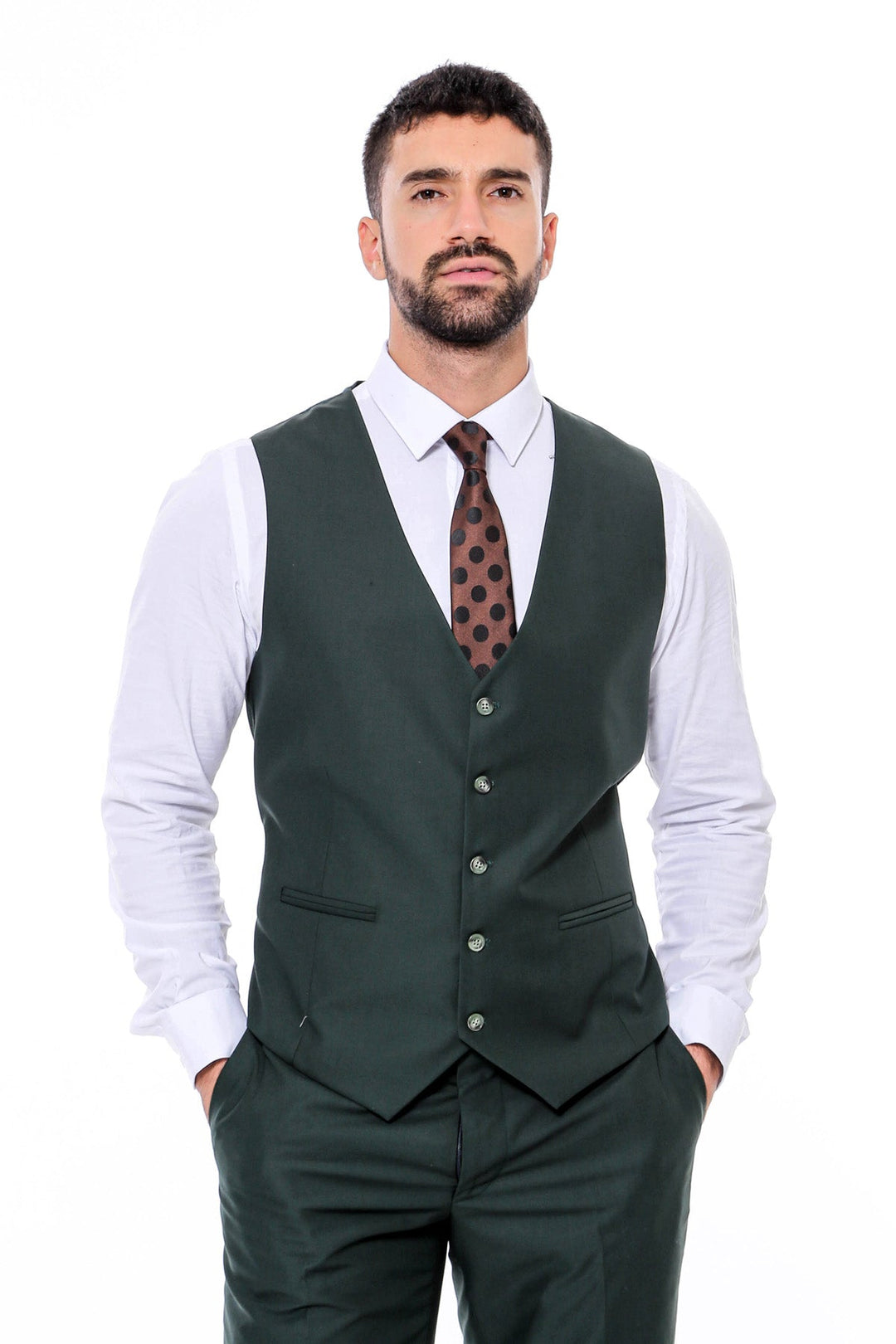 WSS Green Men's Plain Suit with Vest  - Tuscaloosa
