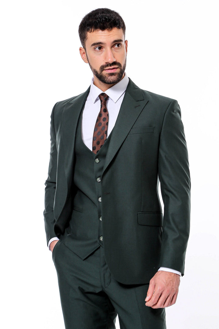 WSS Green Men's Plain Suit with Vest  - Tuscaloosa