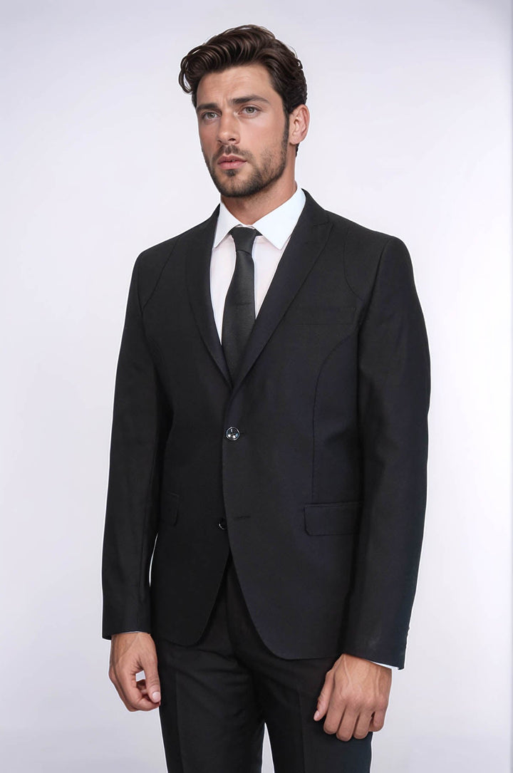 WSS Two Piece Slim Fit Black Men Suit  - Longmont