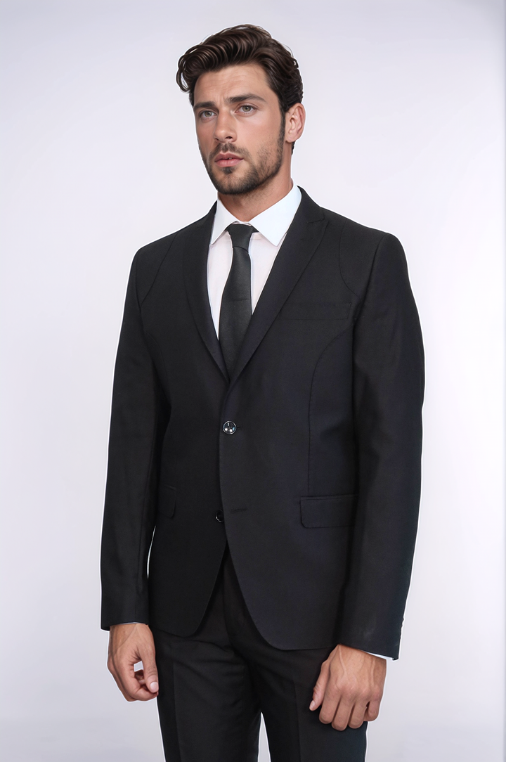 WSS Two Piece Slim Fit Black Men Suit  - Birmingham