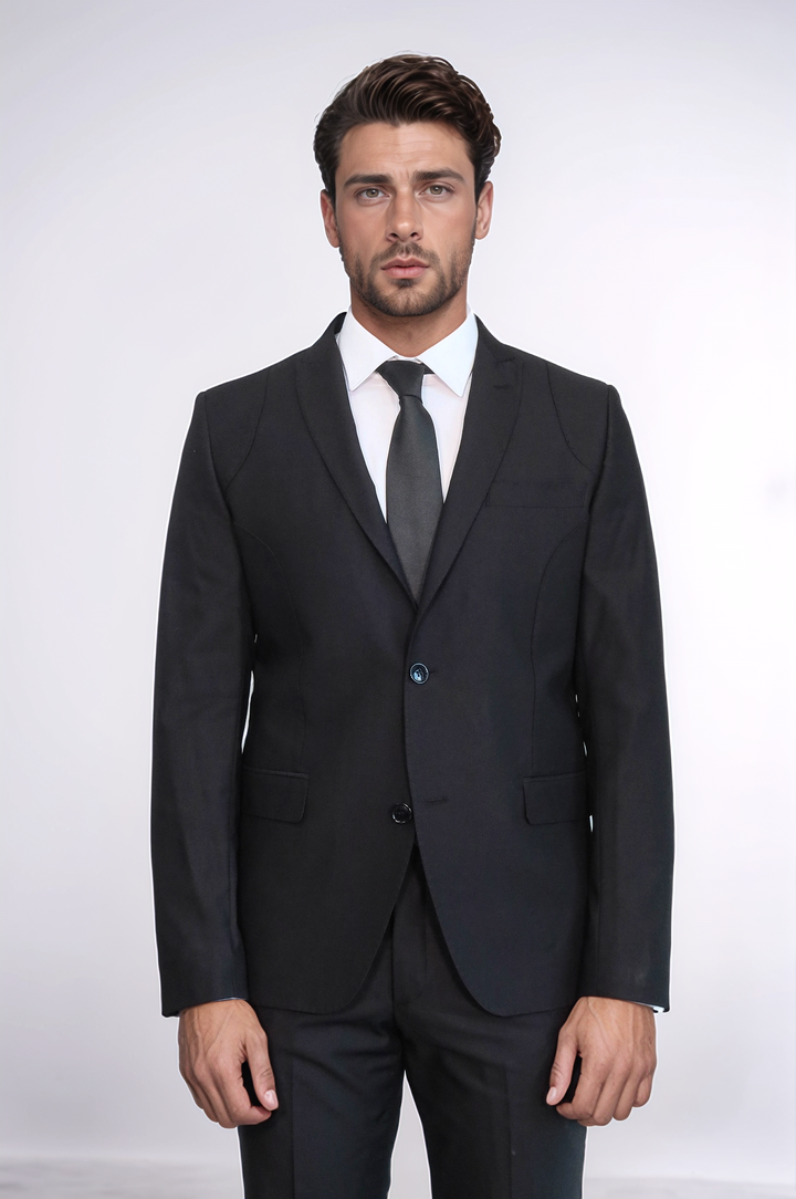 WSS Two Piece Slim Fit Black Men Suit  - Birmingham