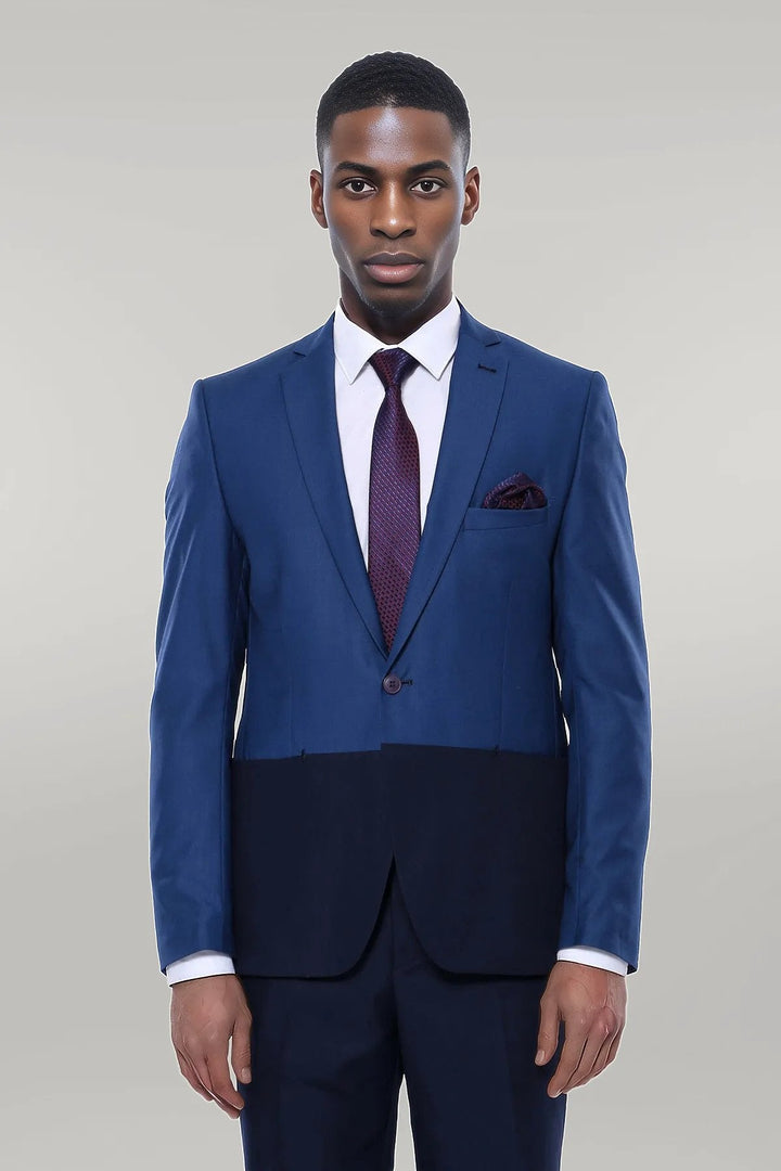 WSS Fragmental Navy Blue Men Suit  - Singen