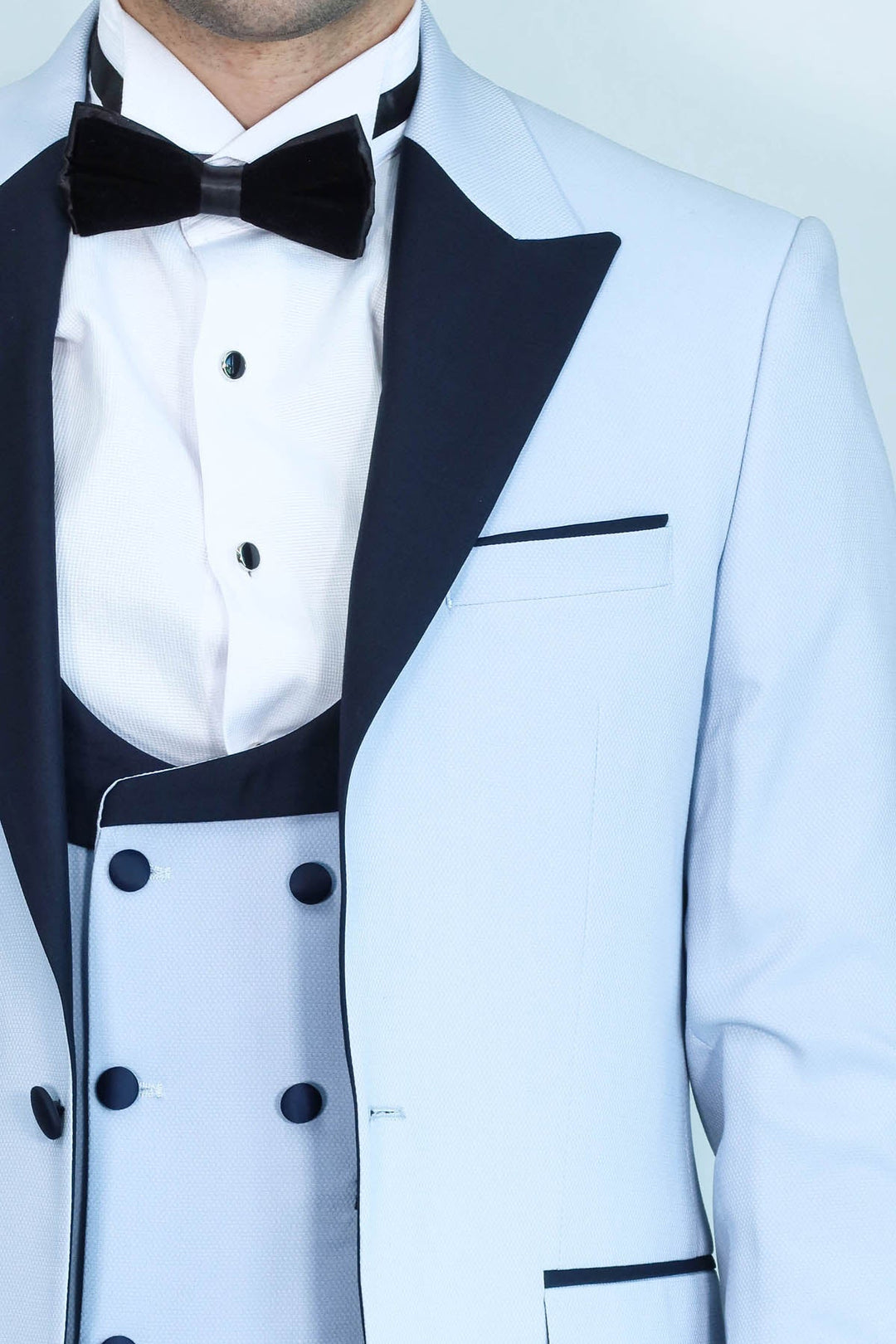 WSS Self-Patterned Baby Blue Wedding Suit  - Arlington