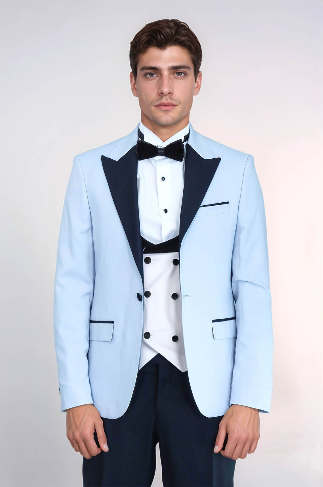 WSS Self-Patterned Baby Blue Wedding Suit  - Arlington
