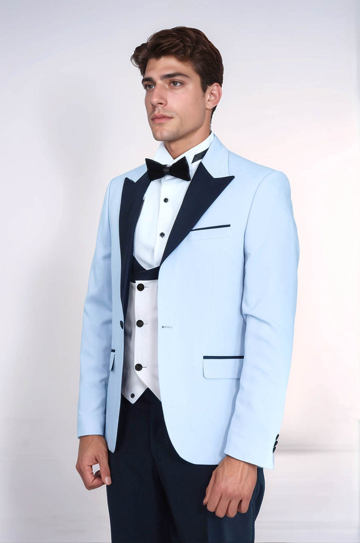 WSS Self-Patterned Baby Blue Wedding Suit  - Arlington