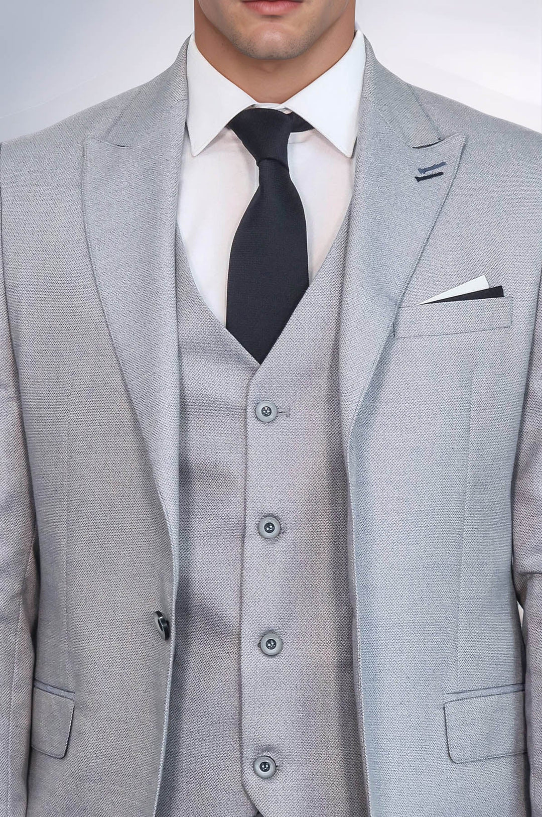 WSS Patterned Light Blue 3 Piece Suit  - Chelsea