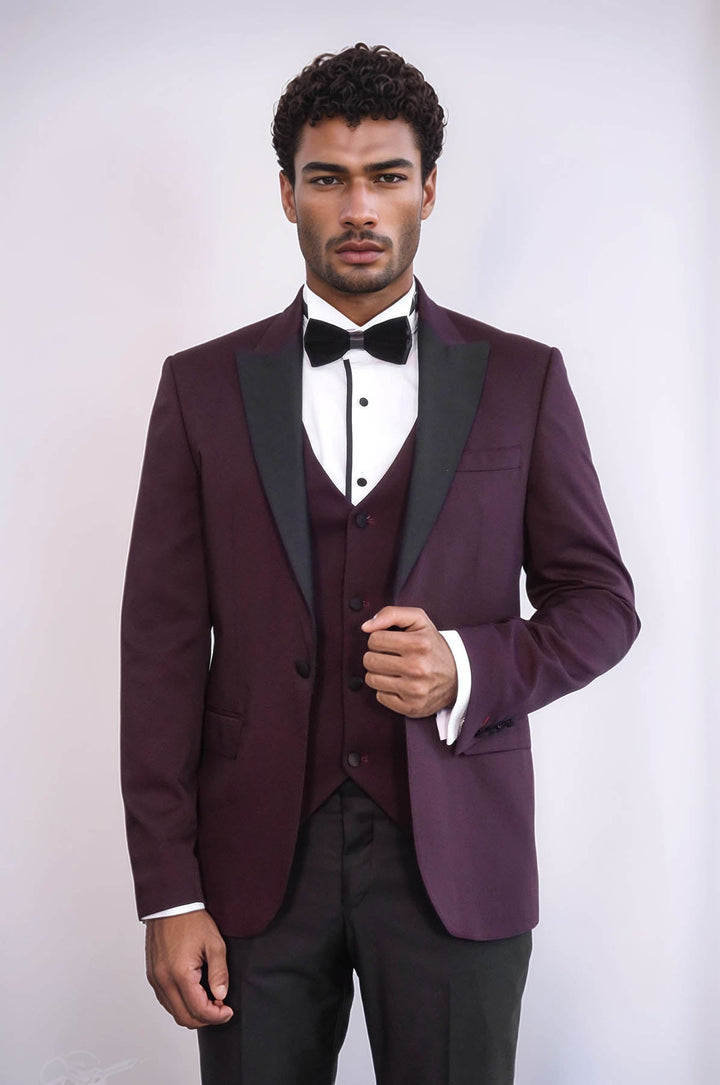 WSS Vested Burgundy Tuxedo  - Kidderminster