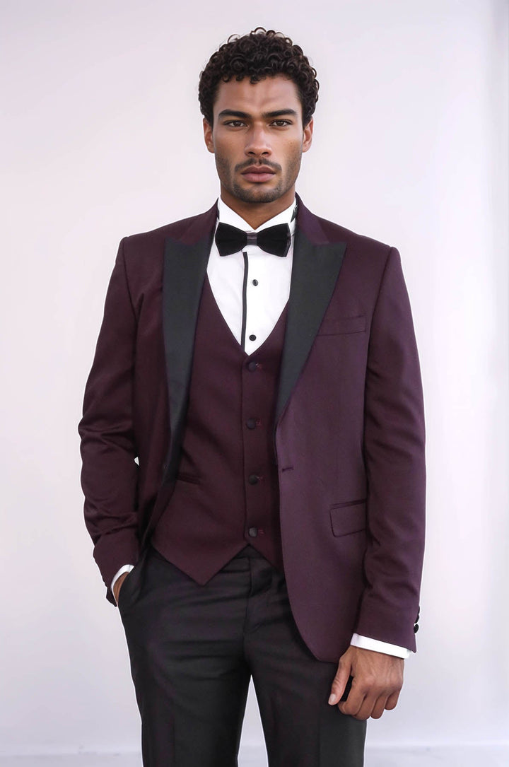 WSS Vested Burgundy Tuxedo  - Kidderminster