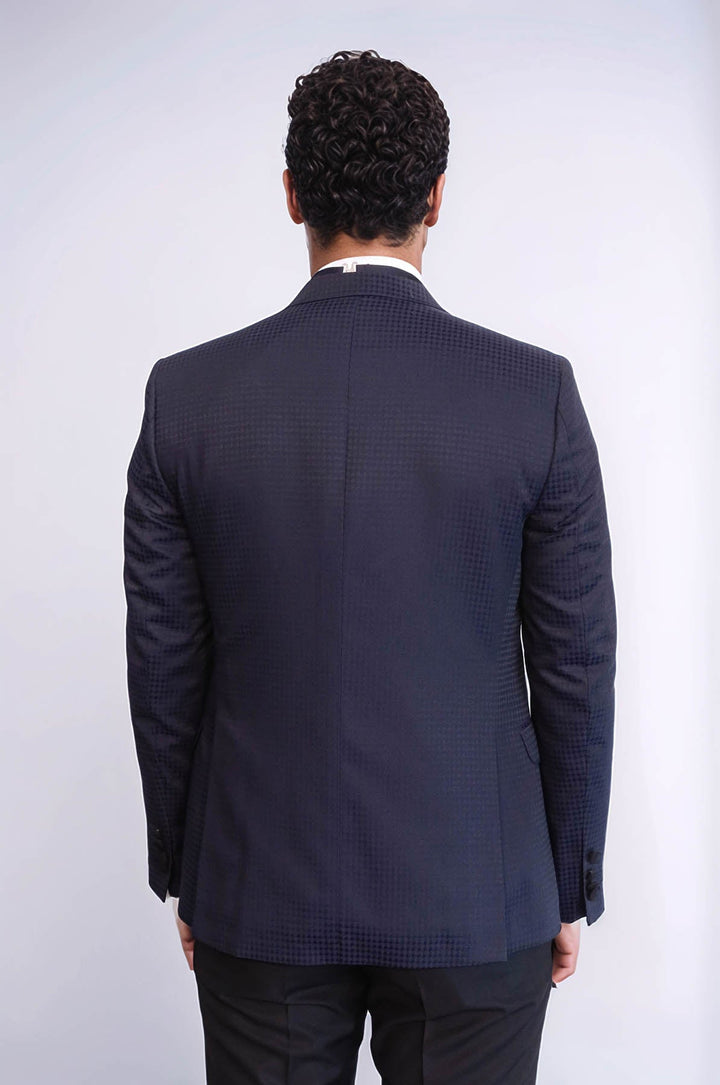 WSS Patterned Jacket Combined Navy Blue Tuxedo  - Oleiros