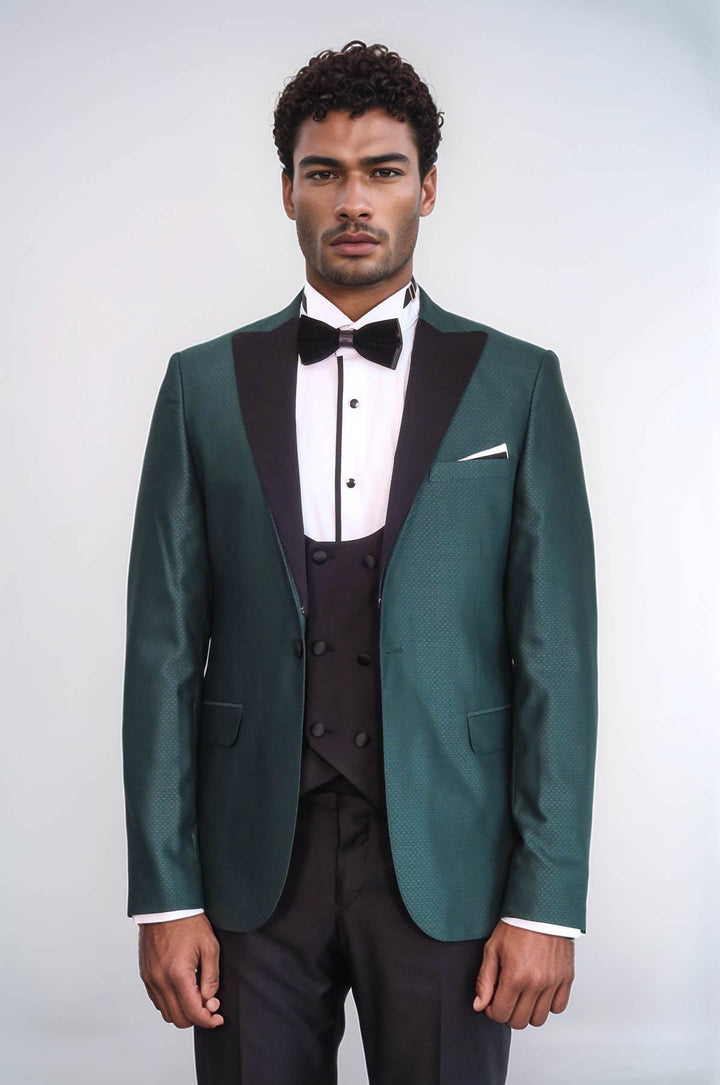 WSS Double Breasted Patterned Green Men Tuxedo  - Ioánnina