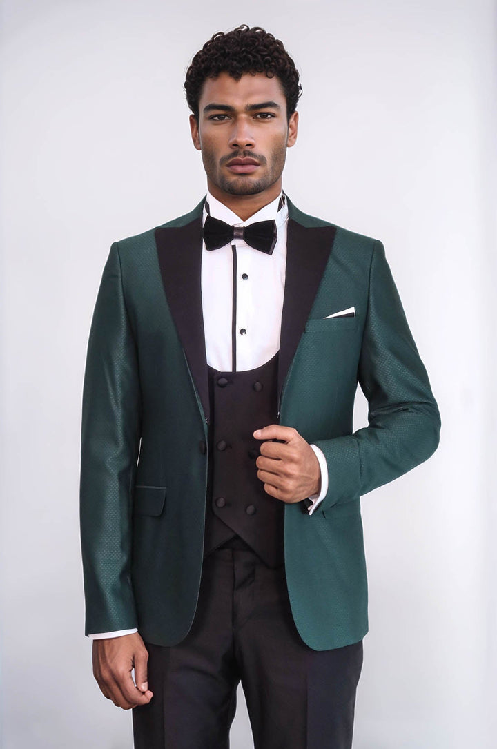 WSS Double Breasted Patterned Green Men Tuxedo  - Ioánnina