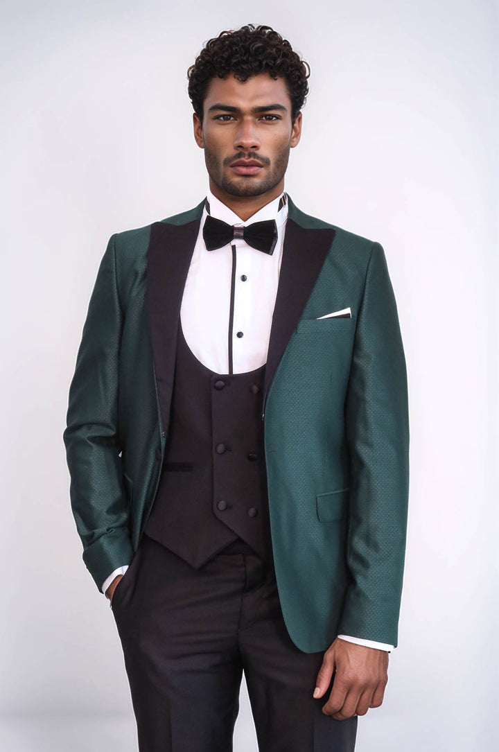 WSS Double Breasted Patterned Green Men Tuxedo  - Ioánnina
