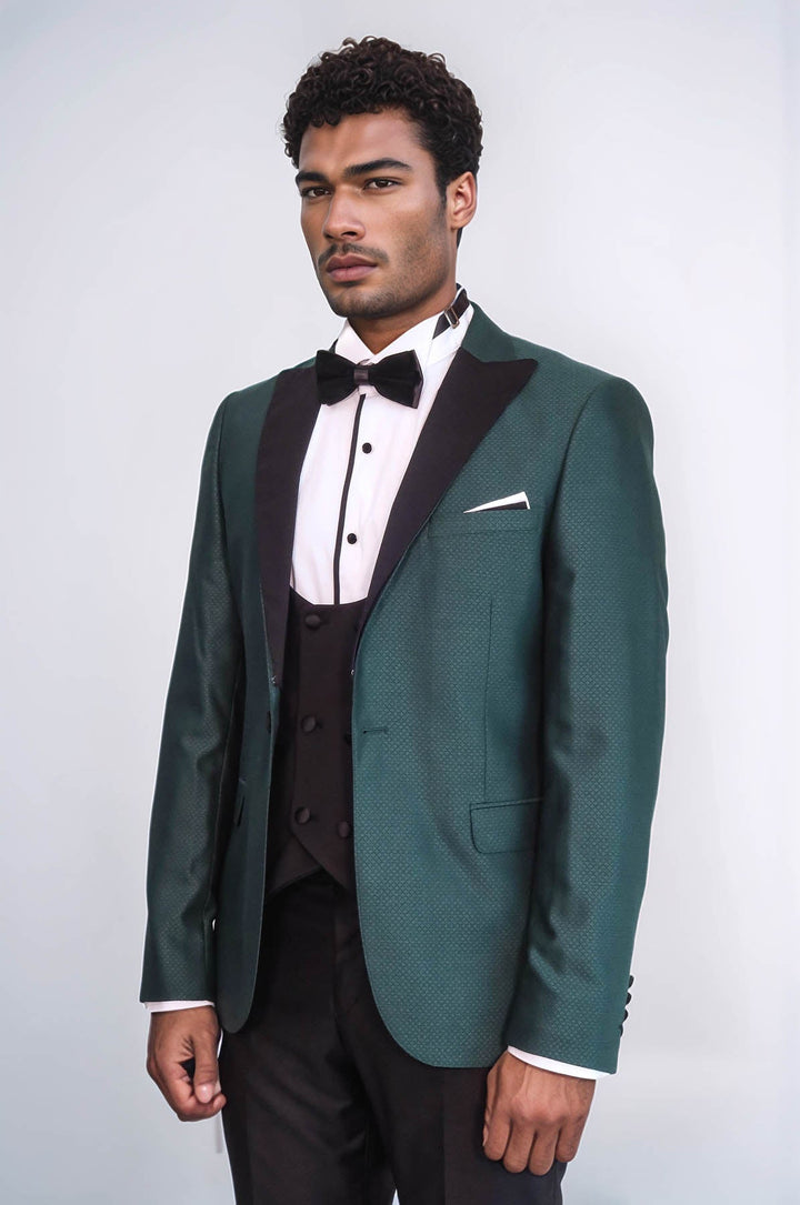 WSS Double Breasted Patterned Green Men Tuxedo  - Ioánnina