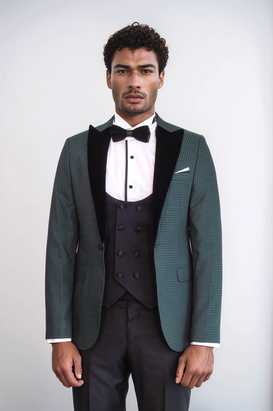 WSS Plaid Patterned Green Tuxedo  - Coventry