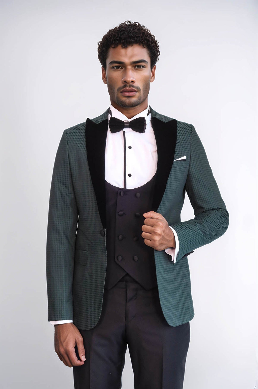 WSS Plaid Patterned Green Tuxedo  - Coventry