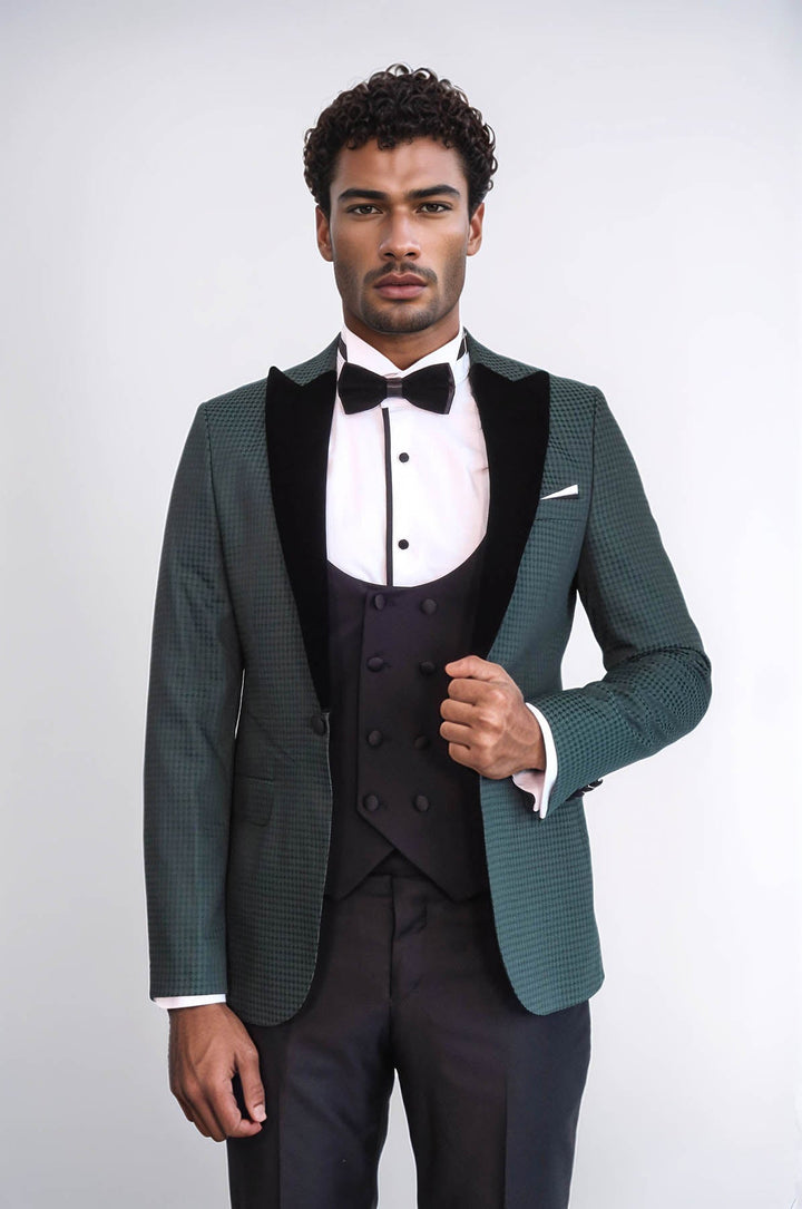 WSS Plaid Patterned Green Tuxedo  - Coventry