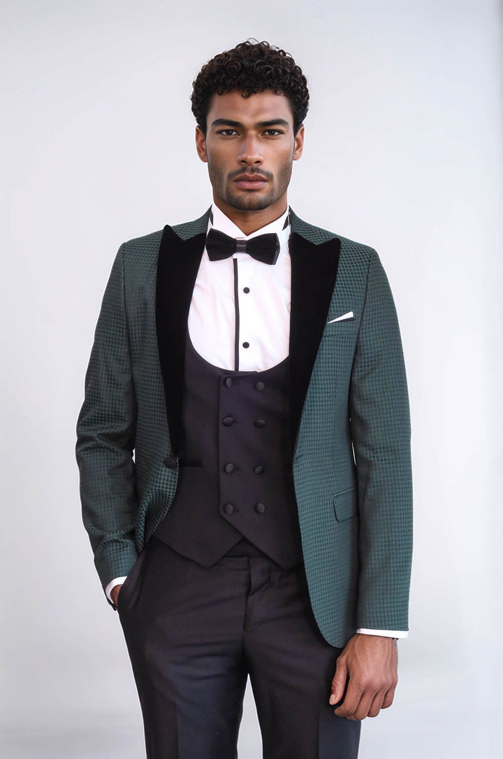 WSS Plaid Patterned Green Tuxedo  - Coventry