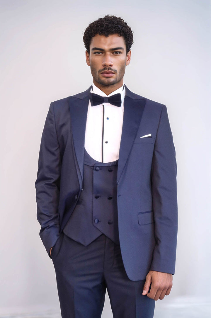 WSS Detachable Lapel Navy Blue Men Tuxedo  - Granby