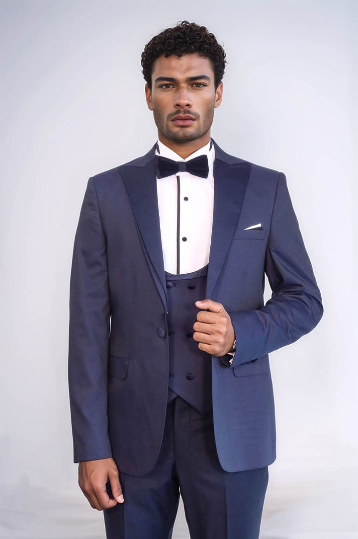 WSS Detachable Lapel Navy Blue Men Tuxedo  - Shawnee