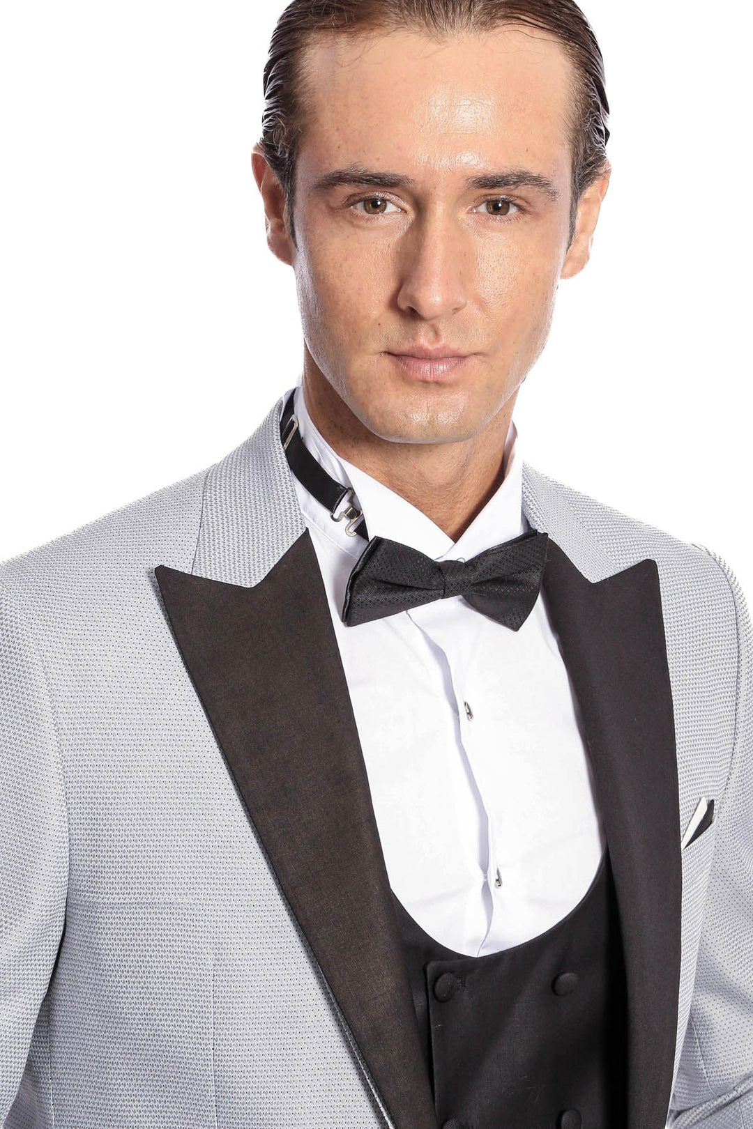 WSS Dot Patterned Grey Vested Tuxedo  - Brentwood