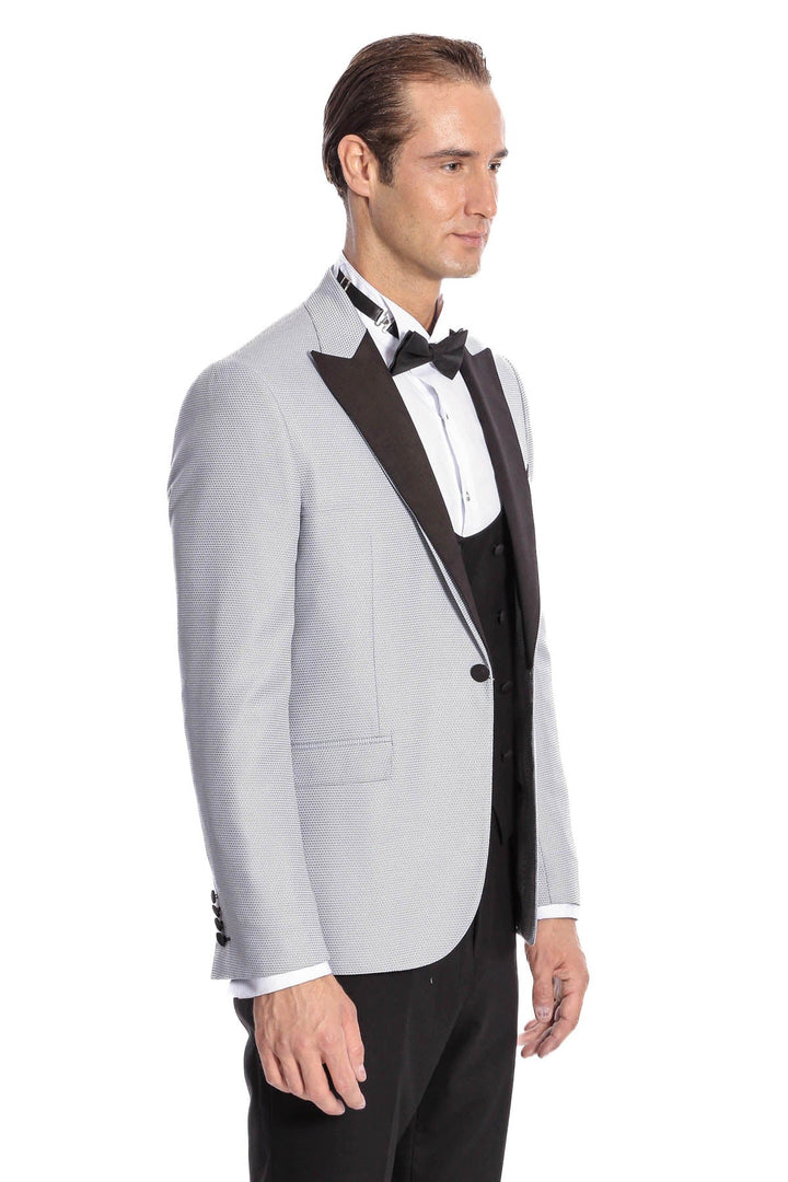 WSS Dot Patterned Grey Vested Tuxedo  - Brentwood
