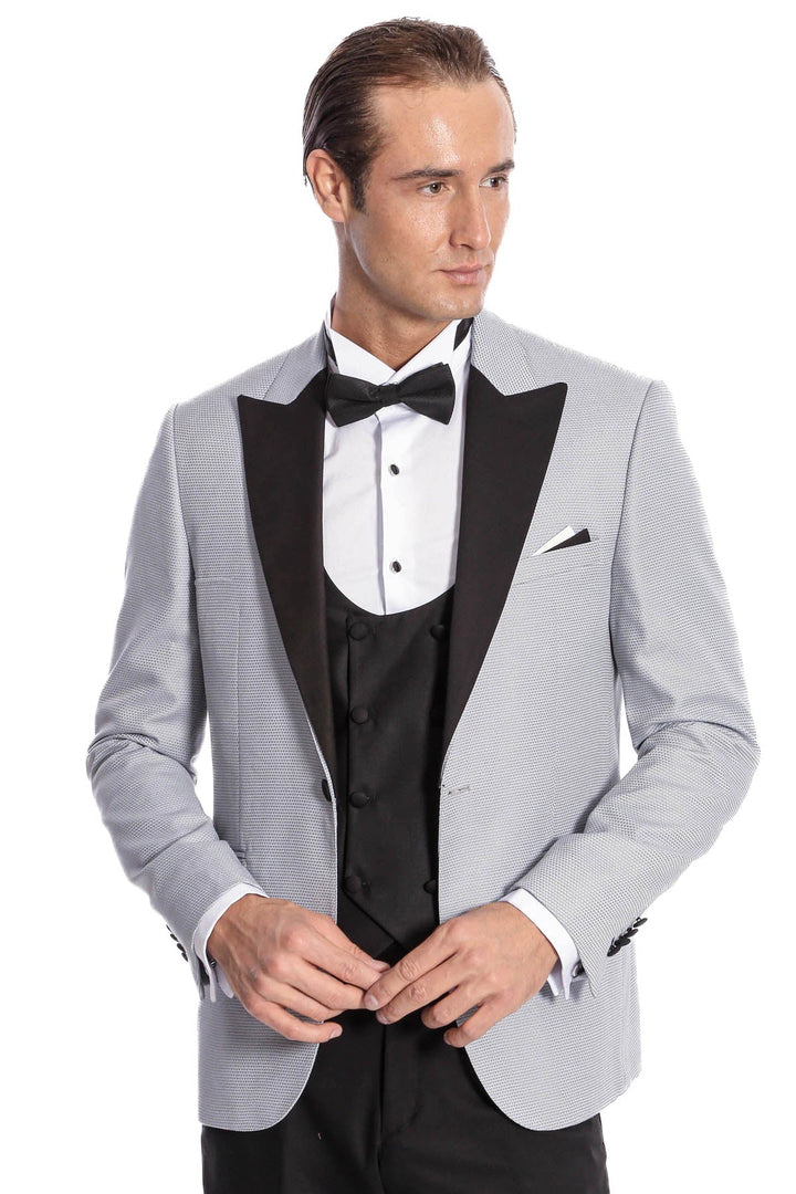 WSS Dot Patterned Grey Vested Tuxedo  - Brentwood