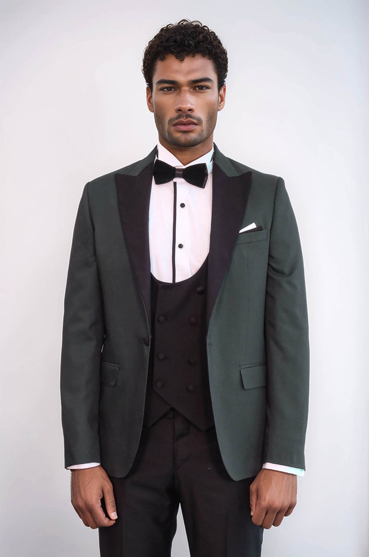 WSS Dot Patterned Dark Green Men Tuxedo  - Rivne
