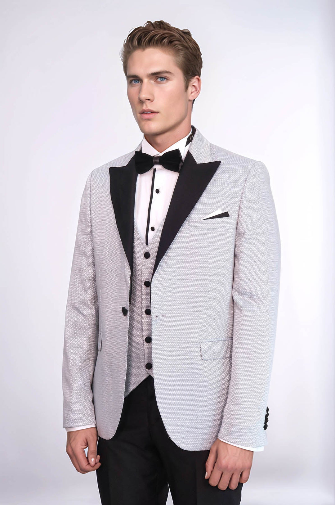 WSS Patterned Removable Lapel Grey Tuxedo  - Chino Hills