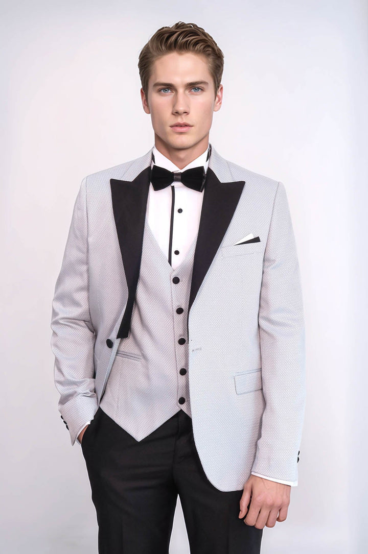 WSS Patterned Removable Lapel Grey Tuxedo  - Chino Hills