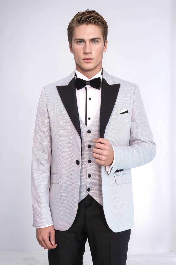 WSS Patterned Removable Lapel Grey Tuxedo  - Chino Hills