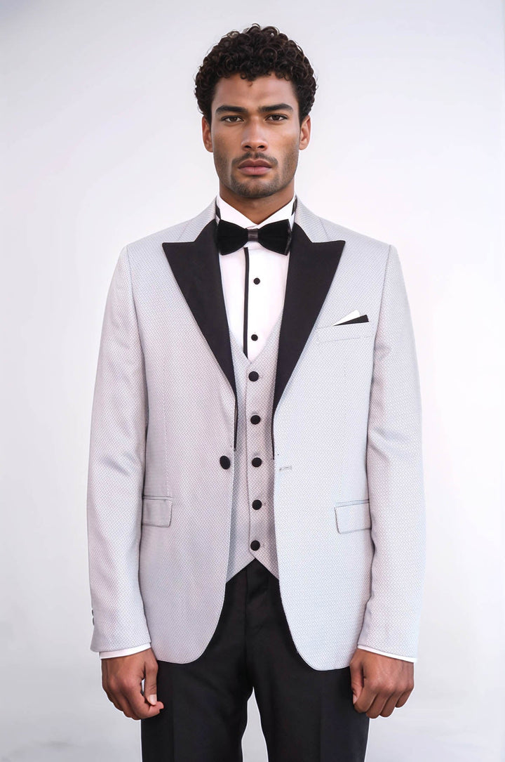 WSS Patterned Removable Lapel Grey Tuxedo  - Cairns