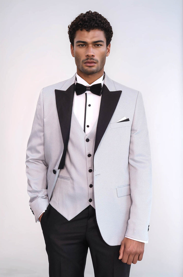 WSS Patterned Removable Lapel Grey Tuxedo  - Cairns