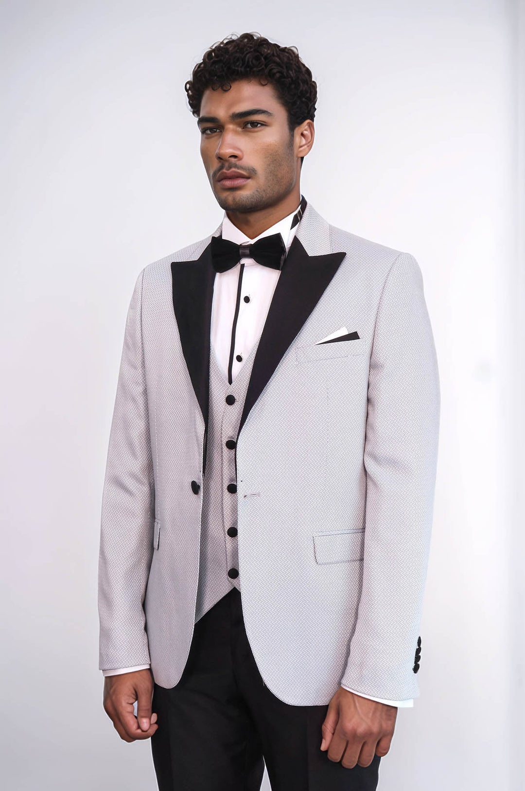 WSS Patterned Removable Lapel Grey Tuxedo  - Cairns