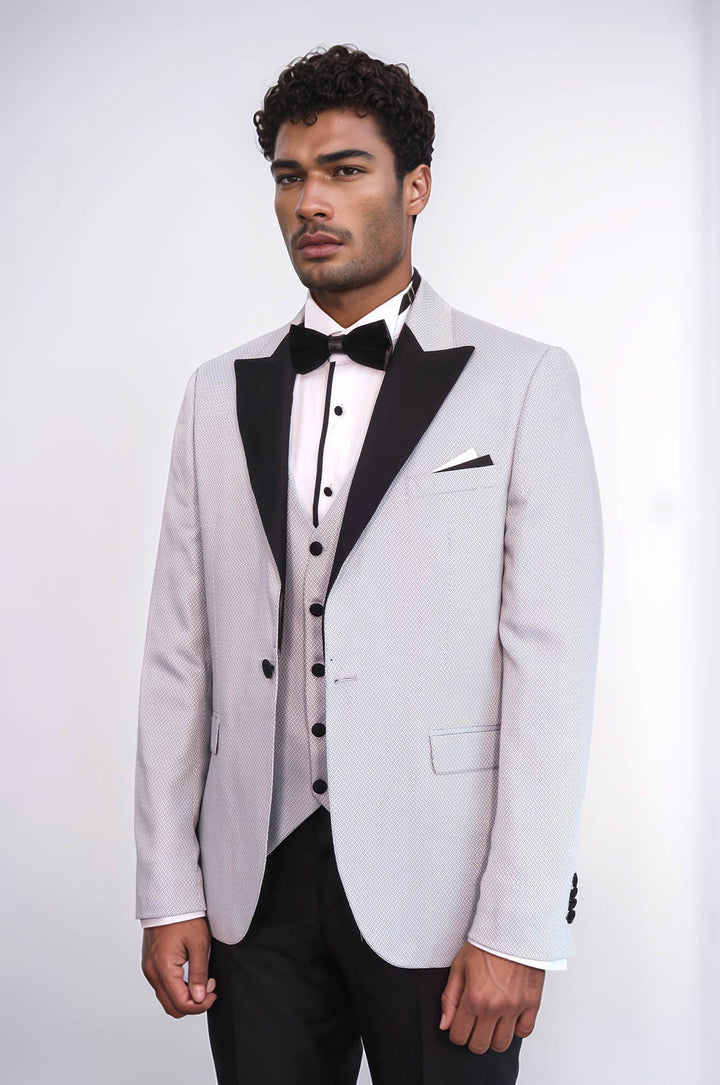 WSS Patterned Removable Lapel Grey Tuxedo  - Cairns
