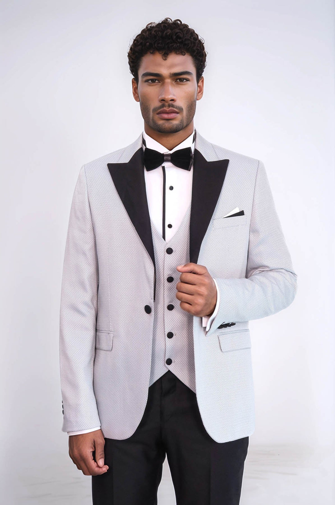WSS Patterned Removable Lapel Grey Tuxedo  - Cairns