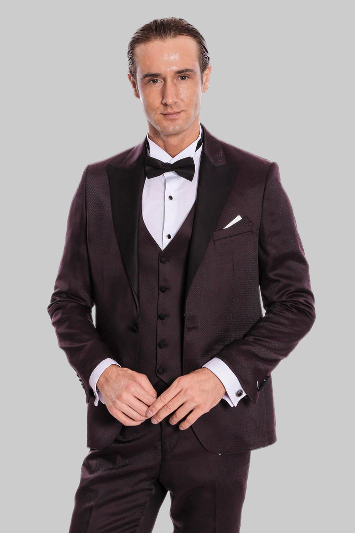 WSS Claret Red and Black Tuxedo for Men  - Enerhodar