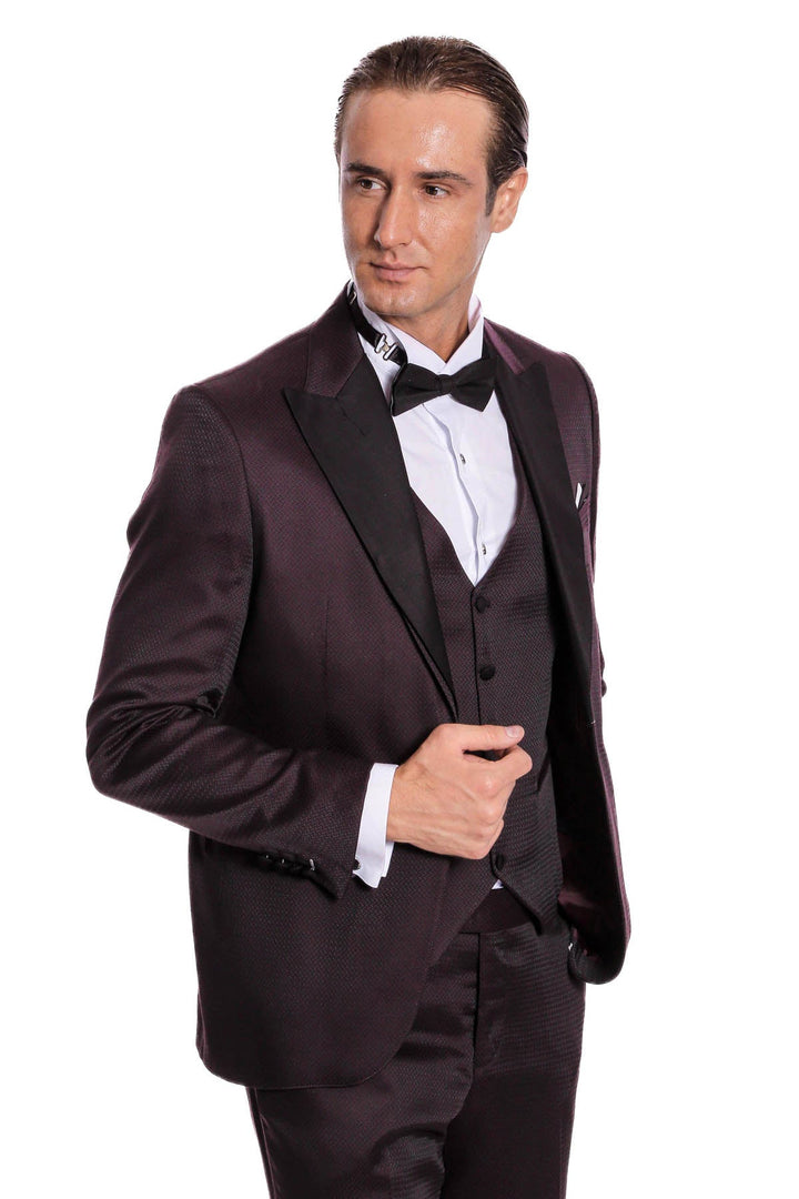 WSS Claret Red and Black Tuxedo for Men  - Enerhodar