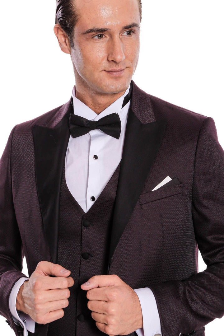 WSS Claret Red and Black Tuxedo for Men  - Enerhodar