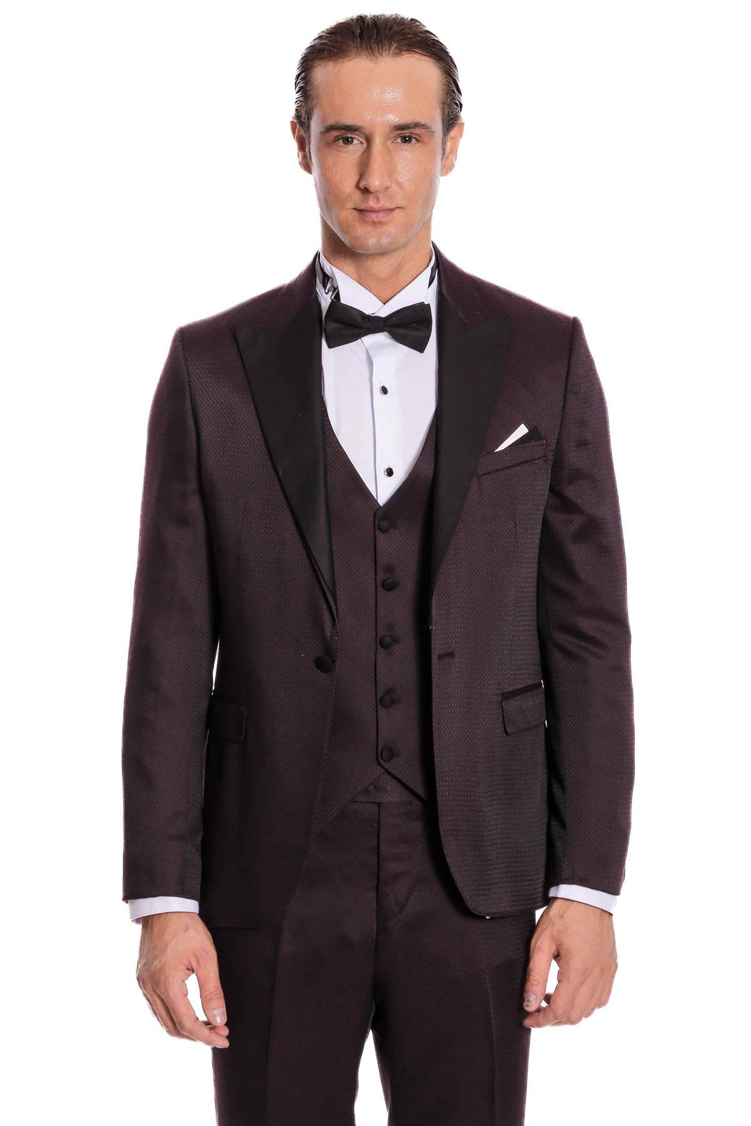 WSS Claret Red and Black Tuxedo for Men  - Enerhodar
