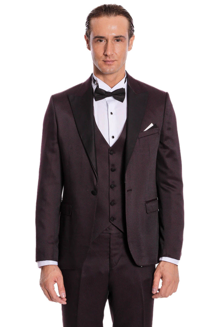 WSS Claret Red and Black Tuxedo for Men  - Enerhodar