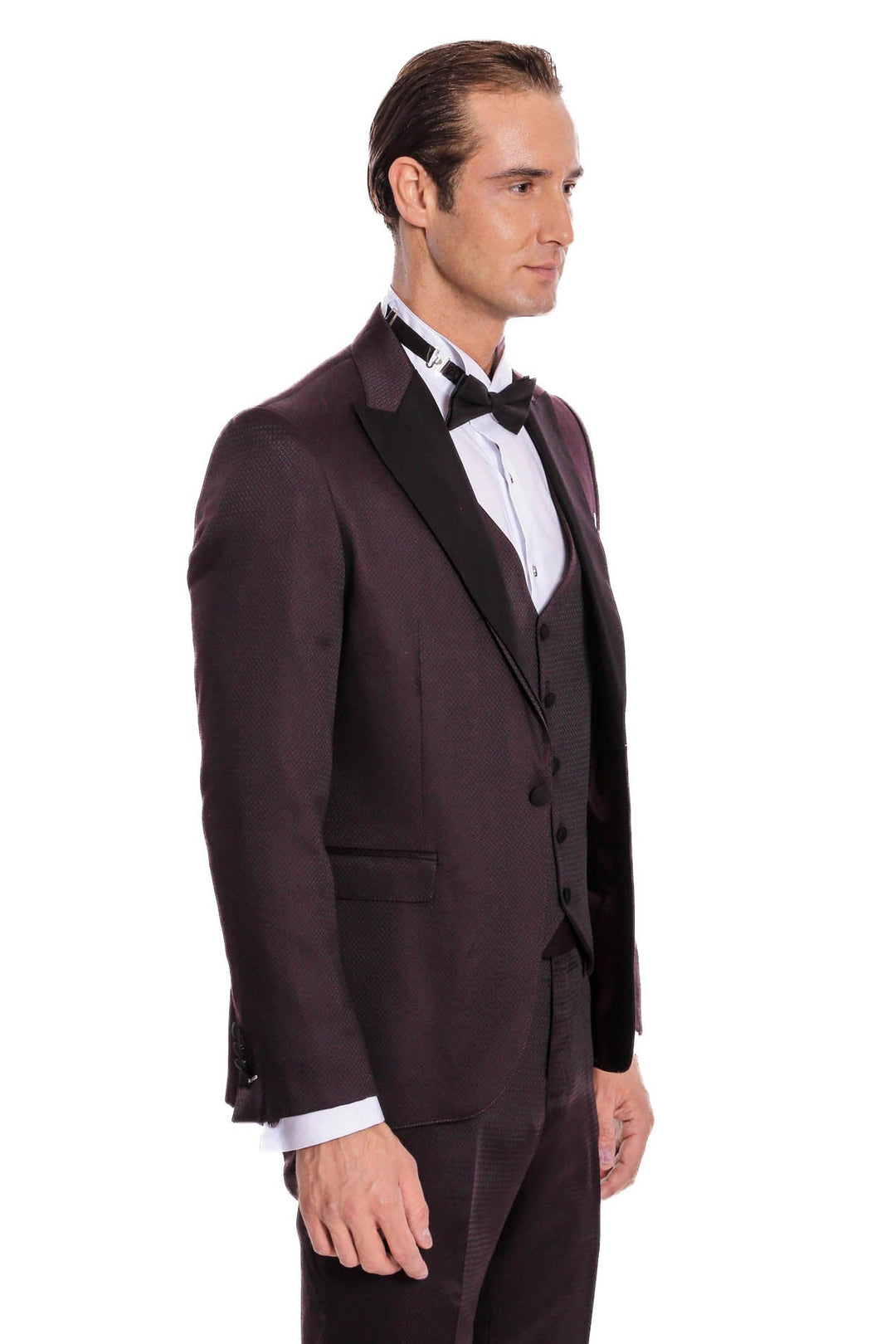WSS Claret Red and Black Tuxedo for Men  - Enerhodar