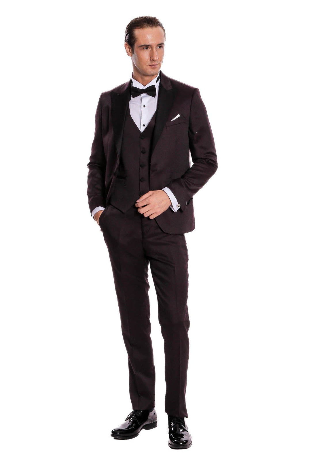 WSS Claret Red and Black Tuxedo for Men  - Enerhodar
